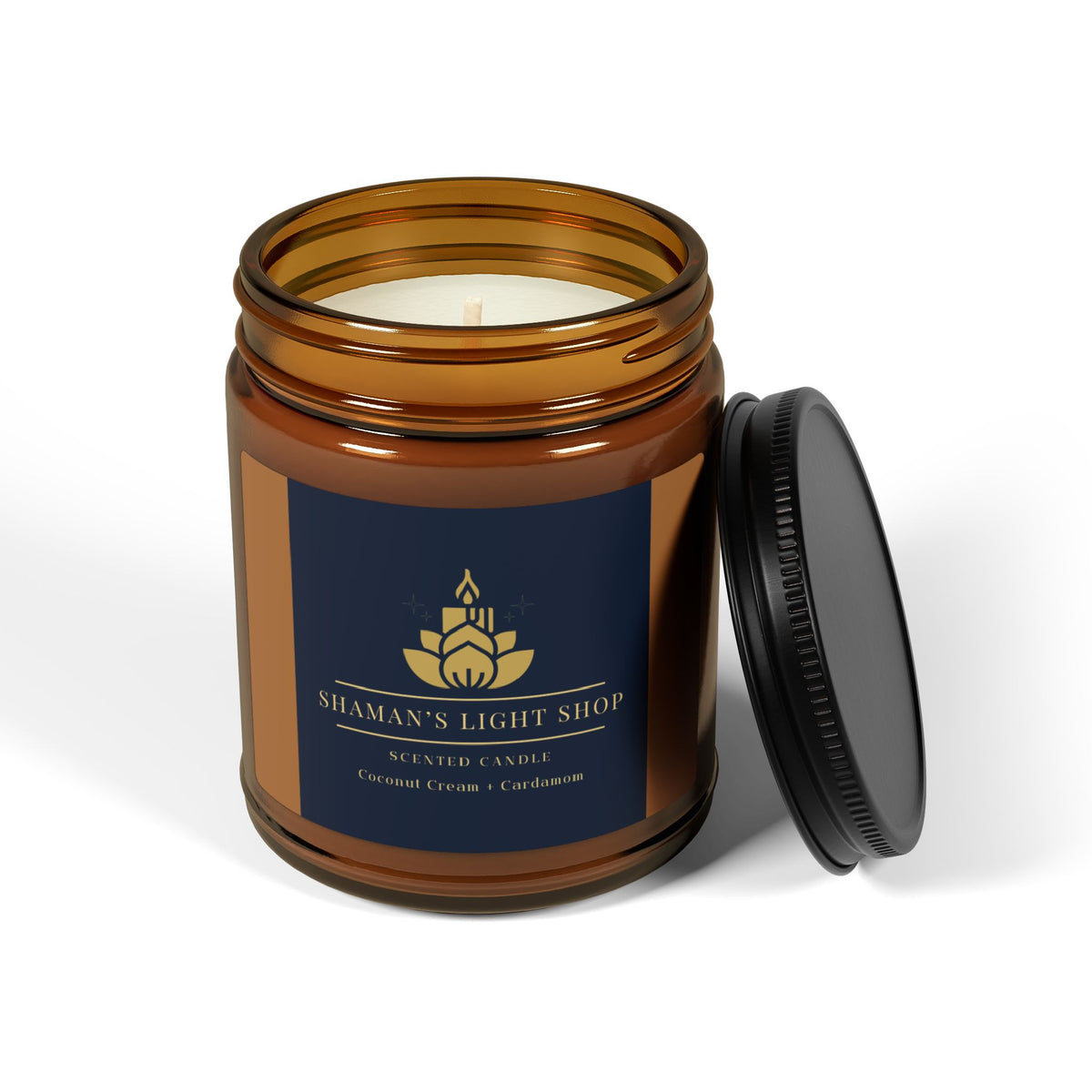 Coconut Cream + Cardamom Scented Soy Candle (Amber Jar)